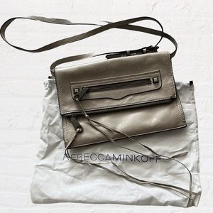 Rebecca Minkoff taupe leather convertible crossbody clutch